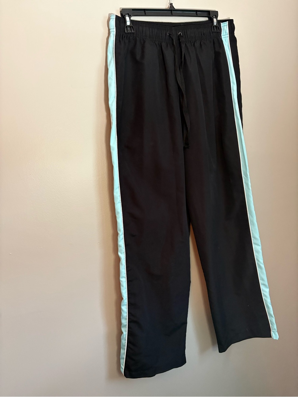 Tangerine Women’s Athleisure Black Wide Leg Track Pants Contrast Stripe Size XL